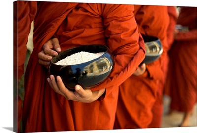 Monks With Rice Bowls, Inle Lake, Myanmar (Burma)