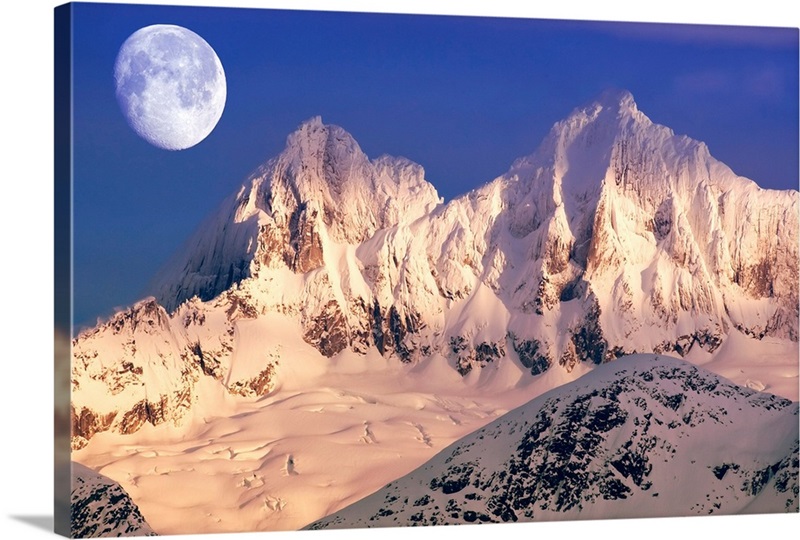 Moonrise at dawn over Mendenhall Towers Coast Mountains Wall Art, Canvas  Prints, Framed Prints, Wall Peels Great Big Canvas