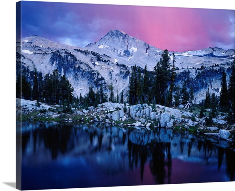 Mountain Lake In A Rugged Wilderness At Twilight, Wallowa National