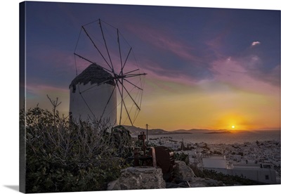 Mykonos Windmill At Sunset