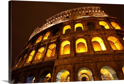Night Lights Of The Colosseum; Rome Lazio, Italy