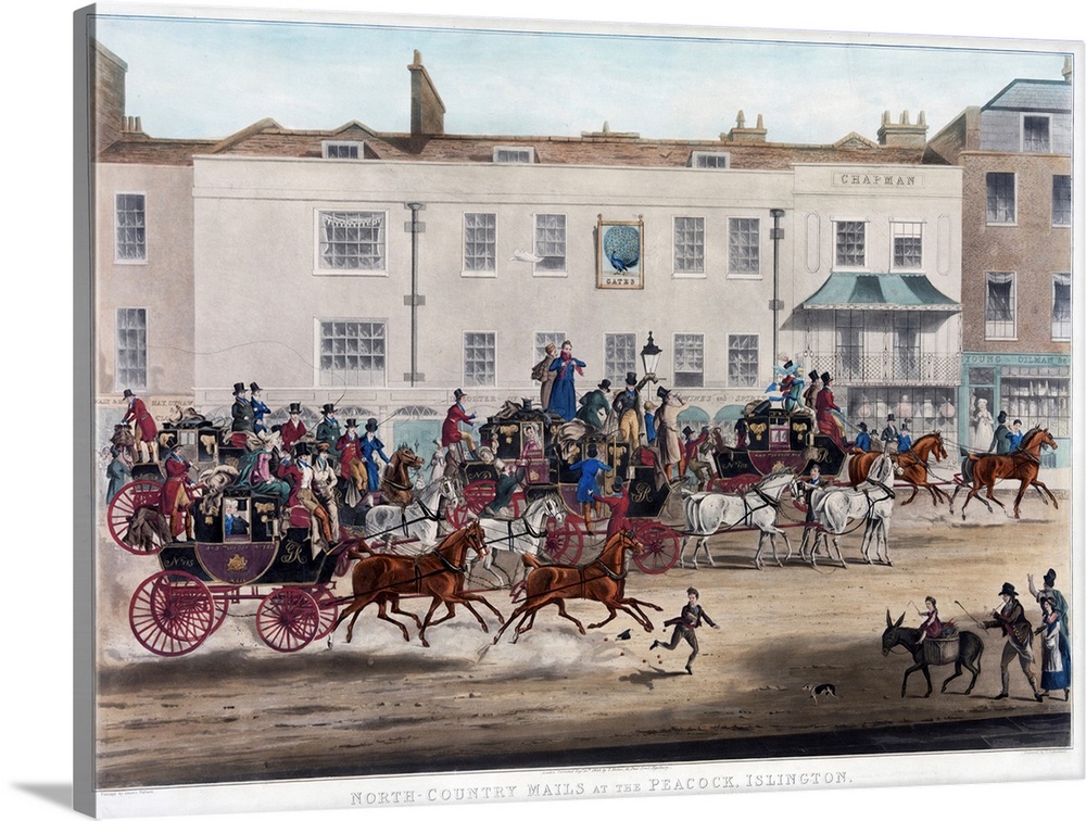 Northcountry mails at the Peacock, painted in Islington by James Pollard 1792-1867, engraved by Thomas Sutherland (approxi...