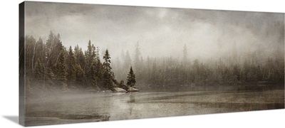 Northern Autumn Landscape In Fog And Ice, Thunder Bay, Ontario, Canada