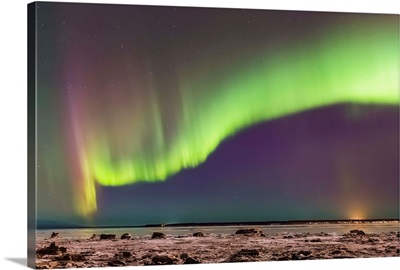 Northern Lights in the sky above Knik Arm, Cook Inlet, Alaska