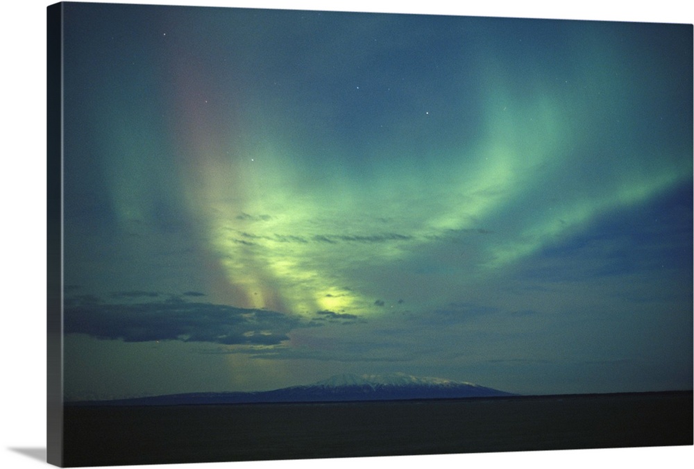 Northern Lights Over Cook Inlet & Mt Susitna SC Alaska scenic