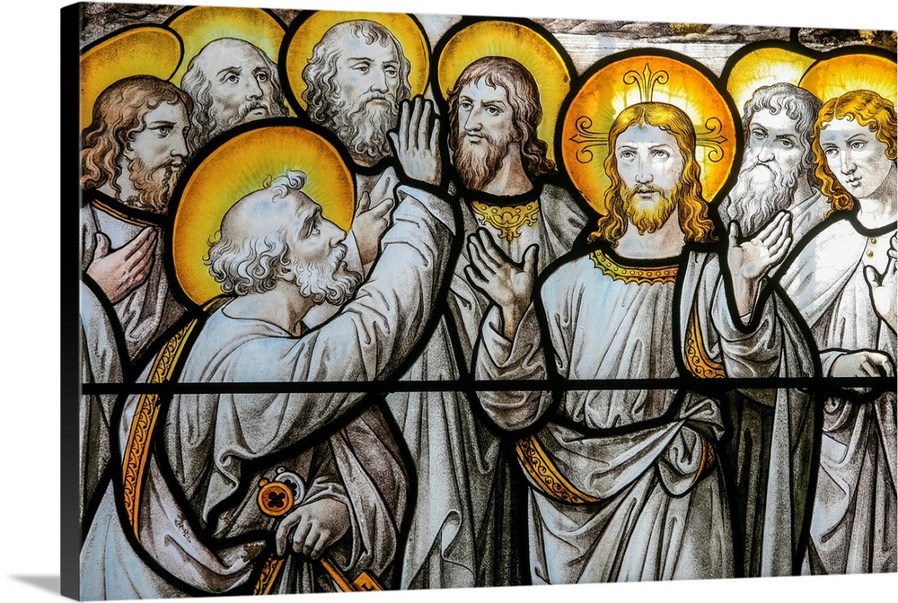 Notre Dame de Beaune church stained glass window :  Saint Pierre proteste de sa fidelite au Christ.