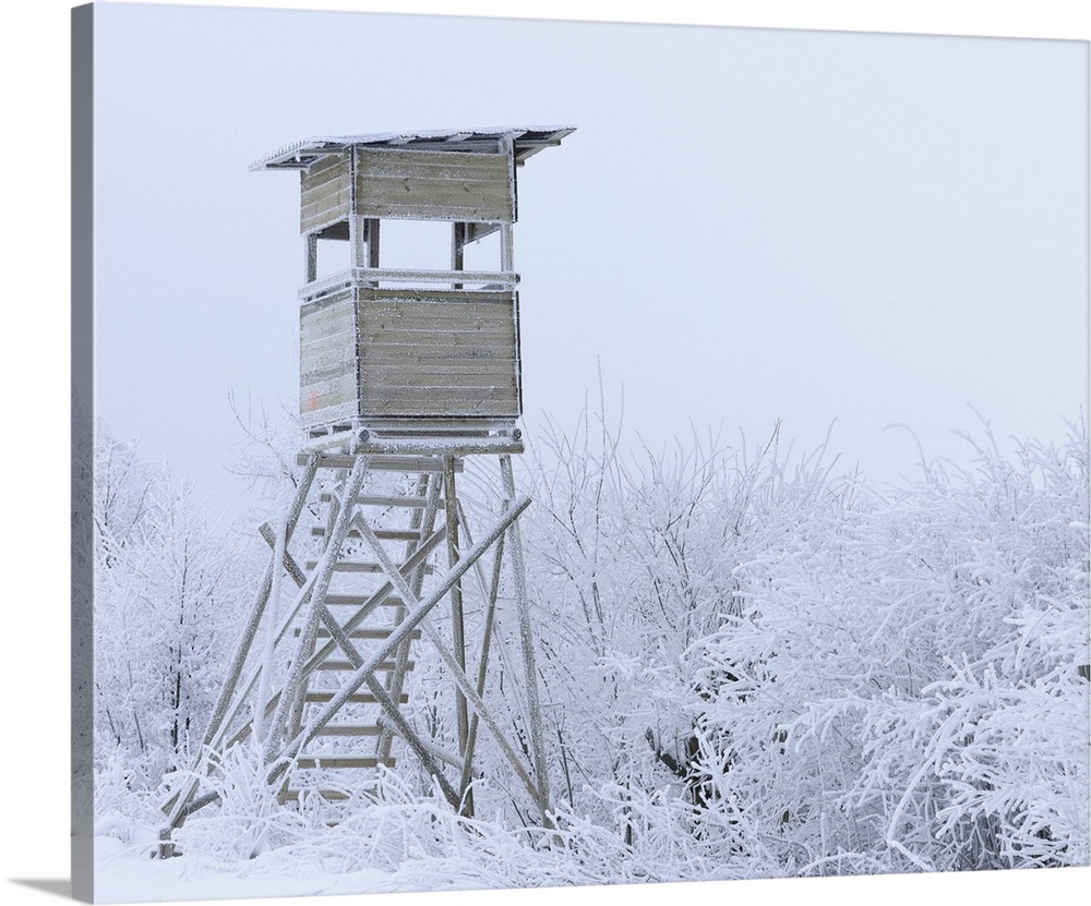 Observation Tower in Winter, Mathesberg, Rhon, Hesse, Germany