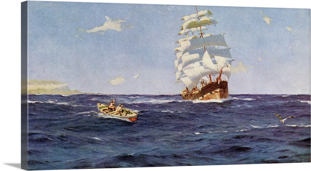 Off Valparaiso. Painting By Thomas Jaques Somerscales. A Clipper Under Sail. From The World's Greatest Paintings, Publishe...