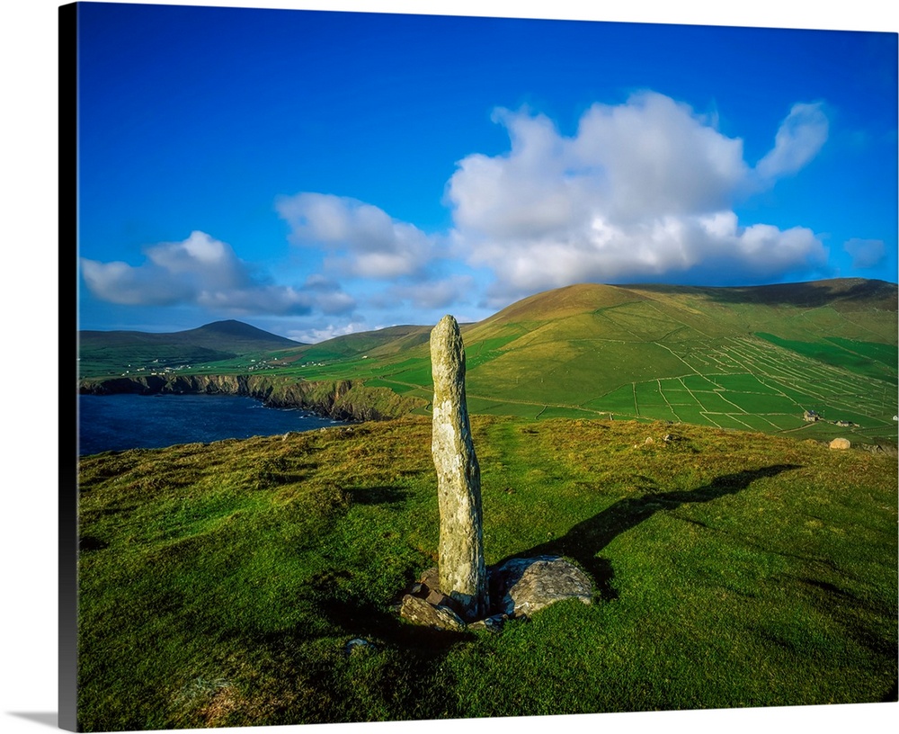 Ogham Stone, Dunmore Head, Dingle Peninsula, Co Kerry, Ireland.