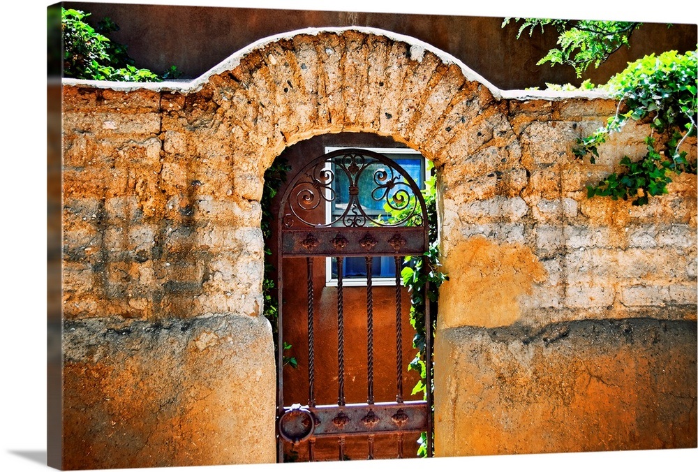 Old Stone Doorway And Garden, New Mexico Wall Art, Canvas Prints ...