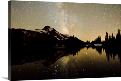 Oregon, USA, Milky Way Over Mt. Jefferson Reflected In Russell Lake