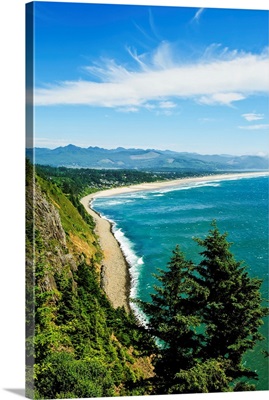 Oregon, View Of Manzanita Beach To Nehalem Bay From Highway 101 Lookout Point