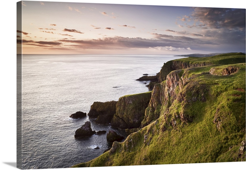 Overview of Cliffs and Sea Stacks at Dawn, St Abbs Head, St Abbs, Berwickshire, Scottish Borders, Scotland