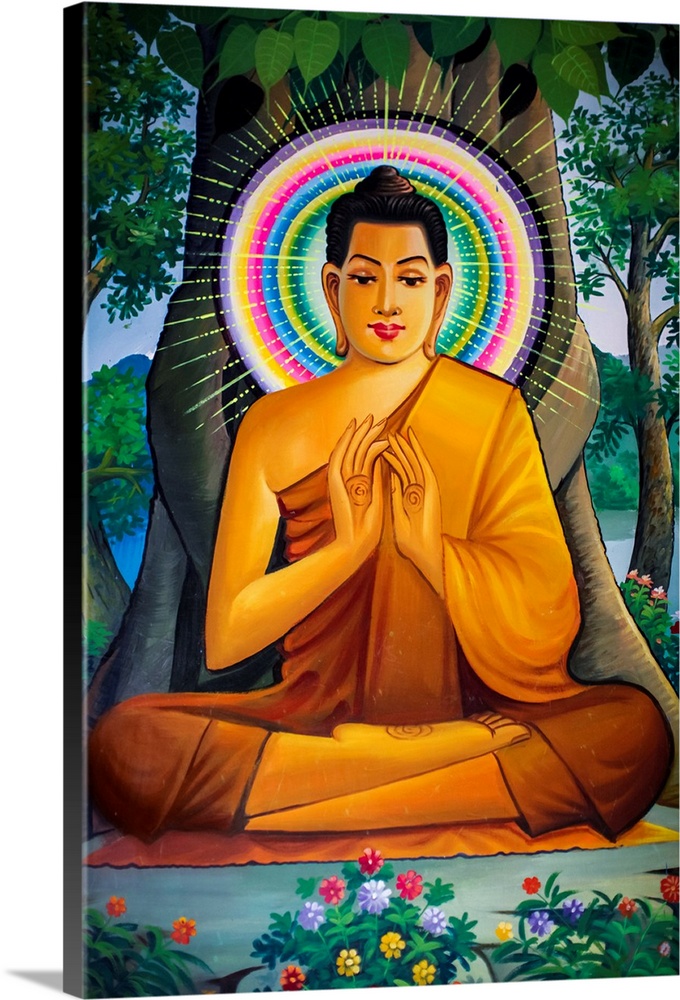 Painting depicting a sitting Buddha in Wat Than.