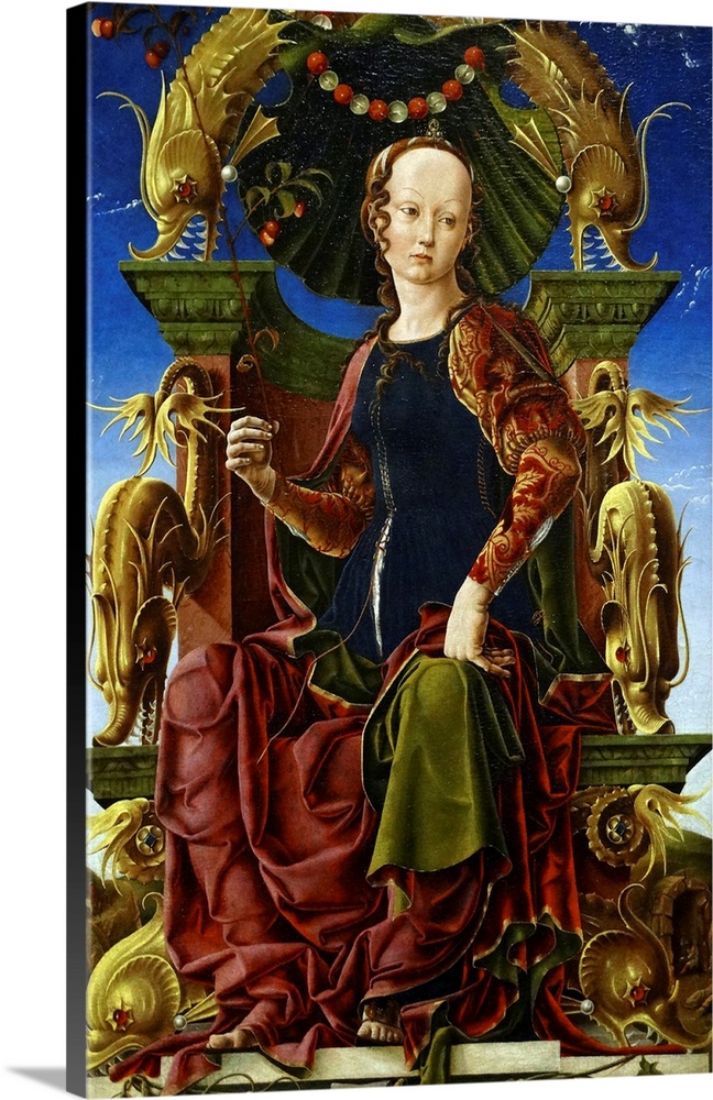 Painting of an Allegorical Figure of Calliope by Cosimo Tura, an Italian early Renaissance (or Quattrocento) painter. Date...