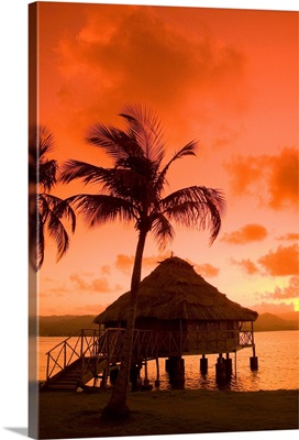 Panama, San Blas Islands, Yandup Island, Sunrise Over The Water Hut