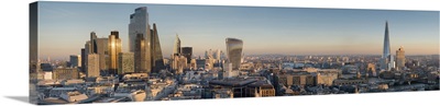 Panoramic Cityscape And Skyline Of London With The Shard At Dusk, London, England