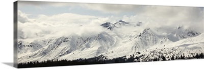 Panoramic View Of Snow-Covered St. Elias Mountains And Clearing Storm, Canada