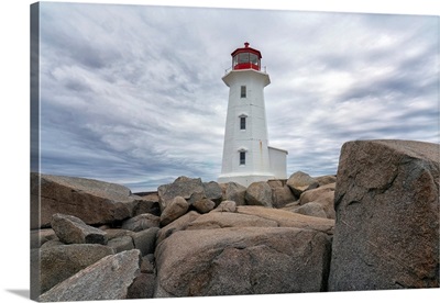 Peggy's Cove Lighthouse On A Moody Day, Nova Scotia