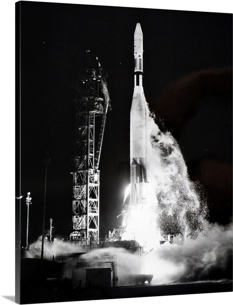 Photograph taken during the launch an Orbiting Geophysical Observatory spacecraft. Dated 20th century.