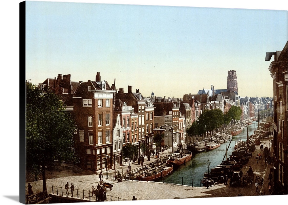 photomechanical print dated to 1900, depicting; Delft Vaart, Rotterdam.