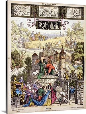 Print, Illustration Shows Scenes From Fairy Tale Puss In Boots