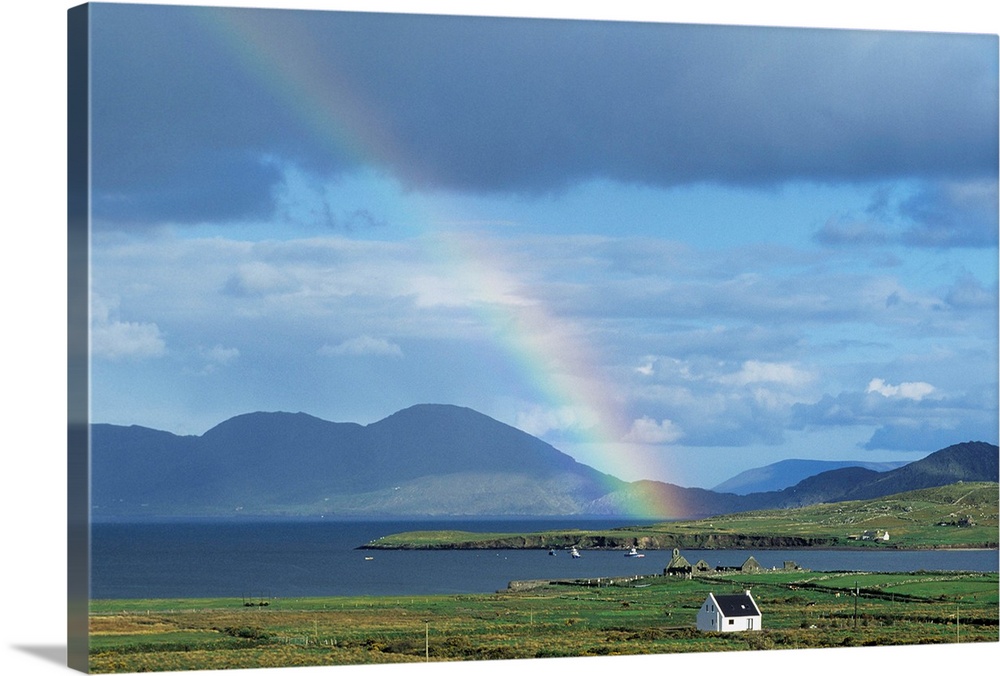 Rainbow Over Mountains, Ballinskelligs, Ring Of Kerry, County Kerry, Republic Of Ireland