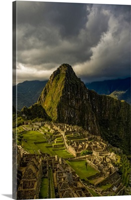 Reconstructed Stone Buildings On Machu Picchu, Machu Picchu, Peru