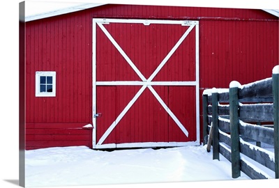 Red Barn With Snow