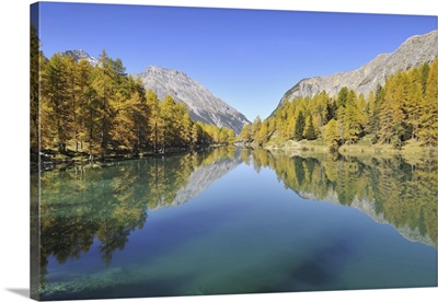 Reflection Of Mountains In Lake, Lai Da Palpuogna, Albula Pass, Grisons, Switzerland