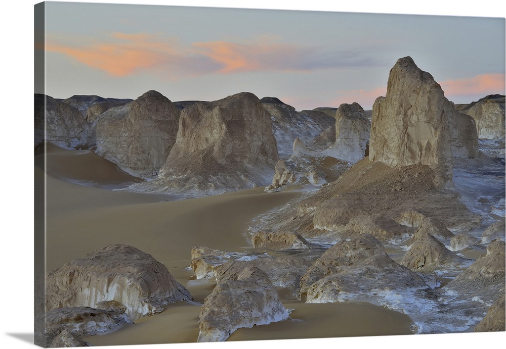 Rock Formations at Dusk in White Desert, Libyan Desert, Sahara Desert, New Valley Governorate, Egypt