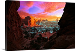 Rocky Buttes Viewed Through Canyon, Utah, USA image thumbnail