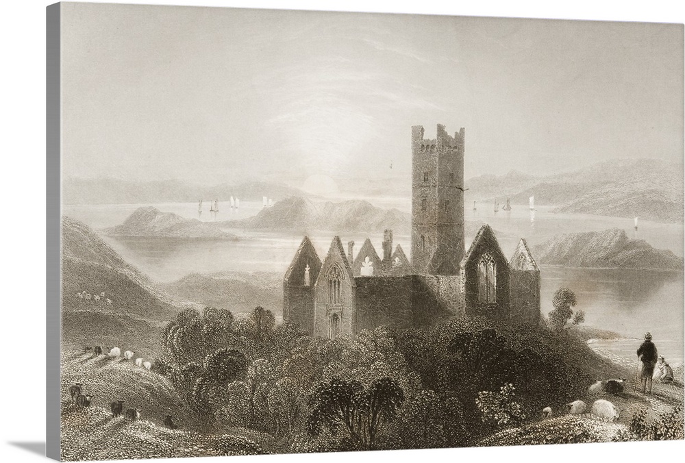 Roserk Abbey, County Mayo, Ireland. Drawn By W. H. Bartlett, Engraved By J. C. Armytage. From "The Scenery And Antiquities...