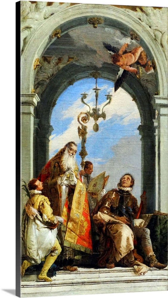 Painting titled 'Saints Maximus and Oswald' by Giovanni Battista Tiepolo, an Italian painter and printmaker from the Repub...
