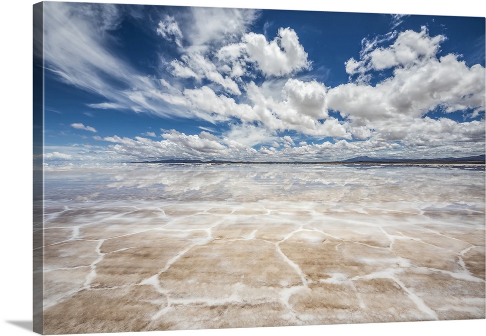 Salar de Uyuni, the world's largest salt flat, during the wet season (December-February); Potosi Department, Bolivia.