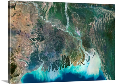Satellite Image Of The Ganges River Delta, Bangladesh, India