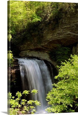 Scenic view of Looking Glass Falls in spring.; Pisgah National Forest, Transylvania County, North Carolina.