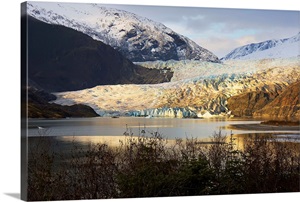Scenic view of Mendenhall Glacier near Juneau, Alaska in late Autumn image thumbnail