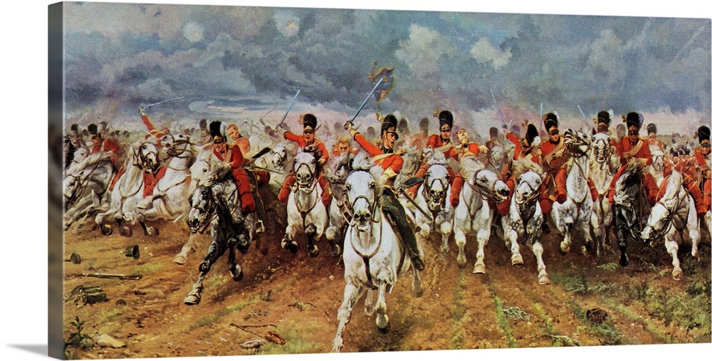 Scotland Forever. The Royal Scots Greys Charge At Waterloo. Painting By Lady Elizabeth Butler. From The World's Greatest P...