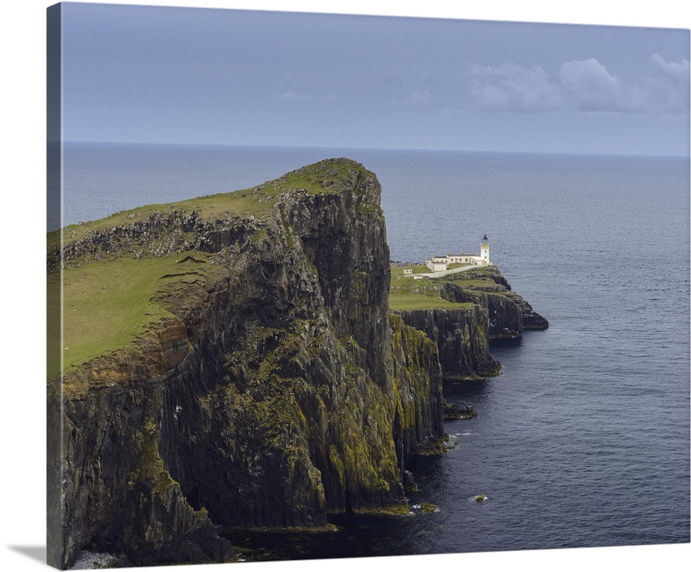 Scottish coast with Neist Point Lighthouse on the Isle of Skye in Scotland, UK