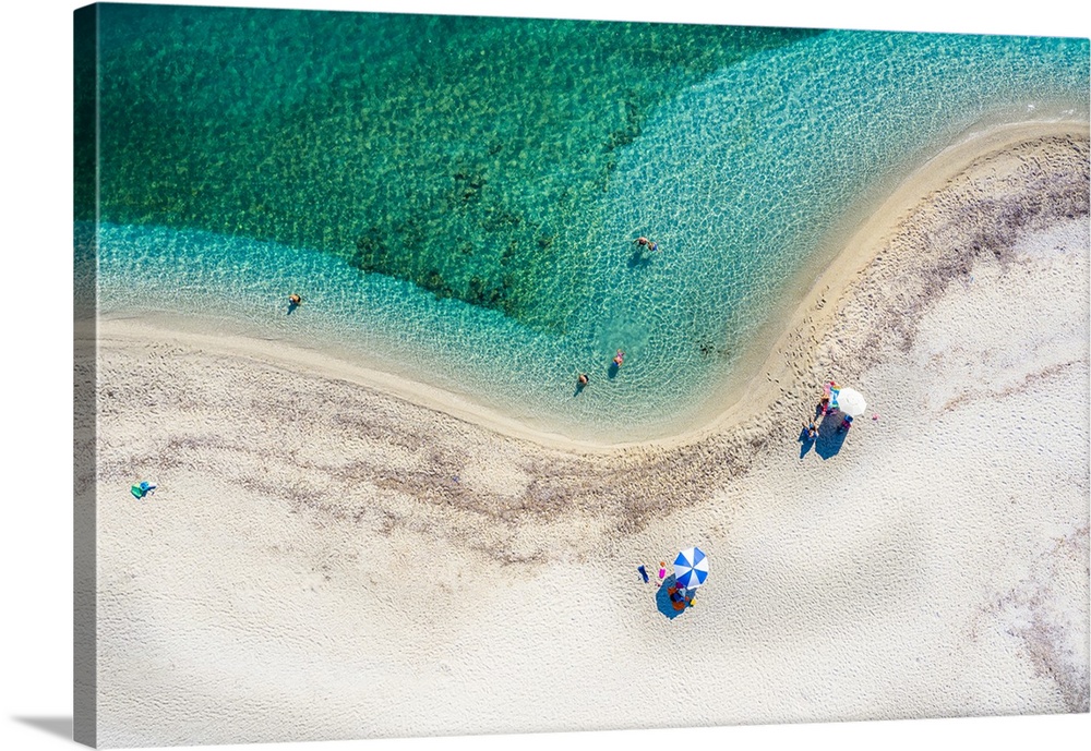 Aerial view of a secluded and spectacular beach with turquoise waters in Lefkada in Greece.