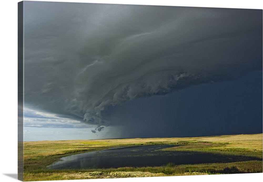 Shelf cloud heralds an approaching thunderstorm over Grasslands National Park; Saskatchewan, Canada