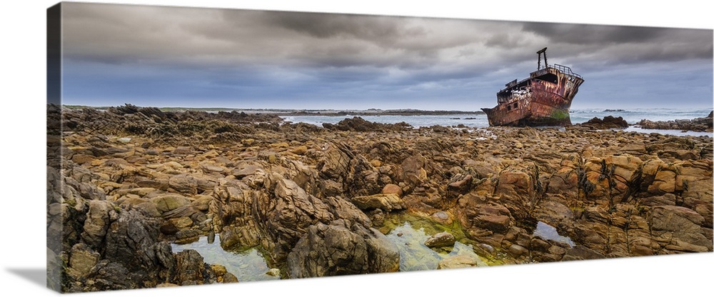 Shipwreck of the Meisho Maru No. 38 on the beach at Cape Agulhas in Agulhas National Park, Western Cape, South Africa
