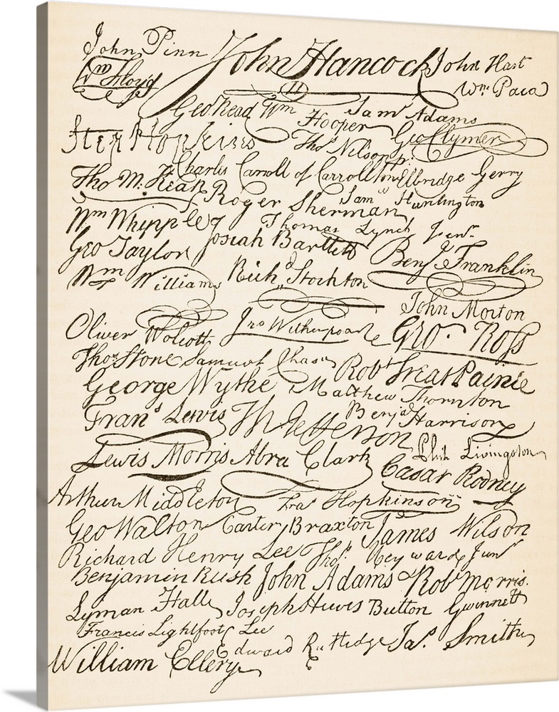 Signatures Attached To The Declaration Of American Independence. From "The National And Domestic History Of England" By Wi...