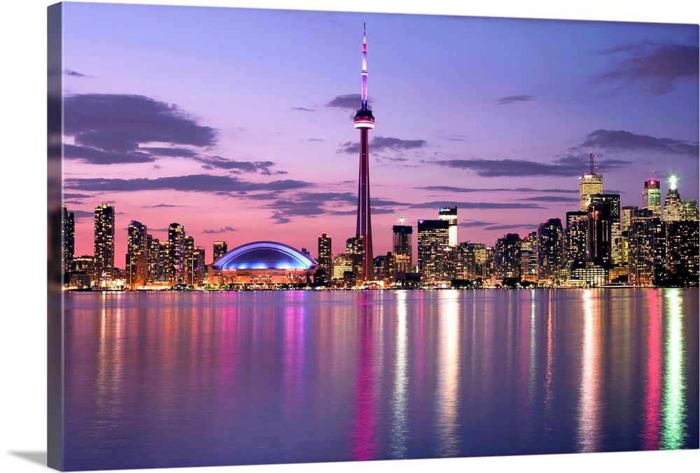 Skyline At Night From Centre Island, Toronto, Ontario, Canada