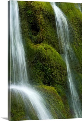 Small Waterfall Over Mossy Stones In Gleann Einich Scotland, United Kingdom