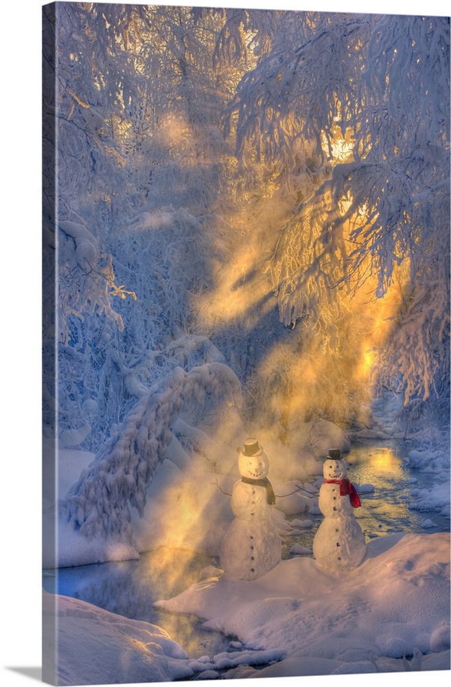 Snowman Serenade Radiance Light Canvas wall art w Timer x46947 NEW 