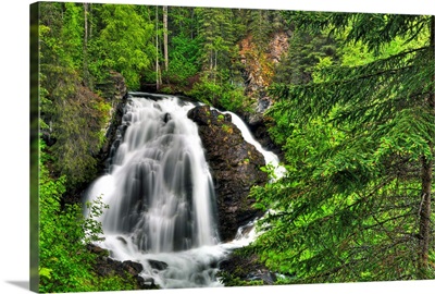 South Fork Eagle River Falls near Eagle River, Southcentral Alaska, Summer, HDR