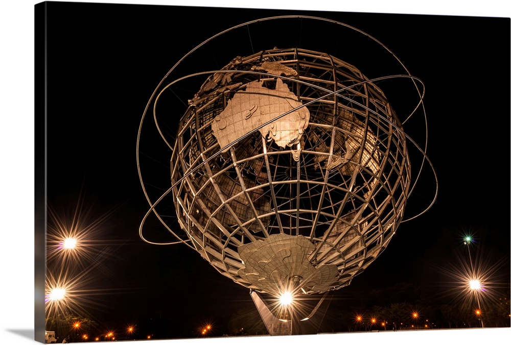 Spotlights around the Unisphere at nighttime, Flushing Meadows-Corona Park; Queens, New York, United States of America