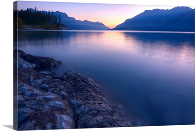 Summer Sunrise On Abraham Lake In The Canadian Rockies, Alberta, Canada
